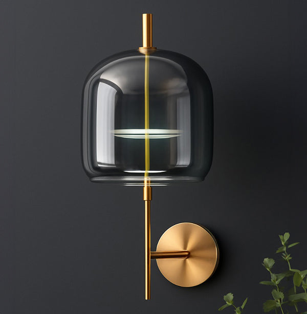 Eryne Wall Light – Charcoal Glass & Gold